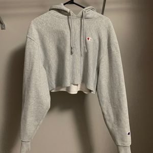 Grey cropped champion hoodie